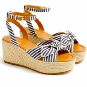 NWOT J.Crew Striped Espadrille Bow Sandals